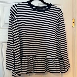 Pomander Place striped long sleeve ruffle top